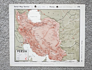 Persia (Iran) - 1943 Vintage WW2 Serial Map Service Map