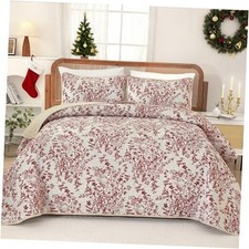 Quilt Queen Size, Christmas Quilt Bedding Set with 2 Queen 96"W 90"H Red
