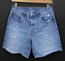 Levi's 501 Medium Wash Distressed Denim Mid-Thigh Jean Shorts Size 27