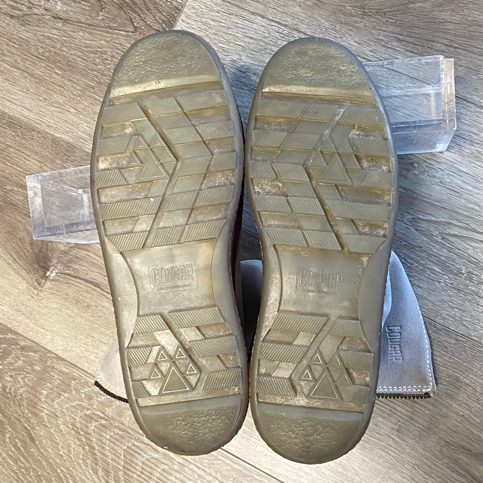 Cougar Button Waterproof Ankle Boots Sz 9 Beige Sueded Lambswool Lined Winter  thumbnail 7