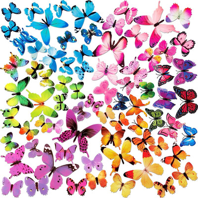 120PCS 3D Colorful Butterfly Wall Stickers, Removable DIY Art Decor Crafts