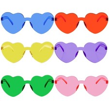 6 Pcs Heart Shape Sunglasses Frameless Transparent Glasses Party Favors for Wome
