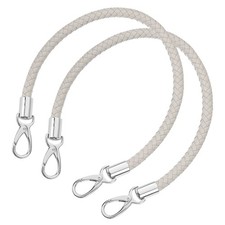 2Pcs 50cm Short Leather PU Braided Purse Replacement Light Gray, Silver 