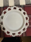 VINTAGE Anchor Hocking Old Colony Scalloped Lace Edge Milk Glass 8” Plate