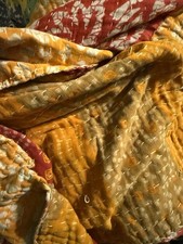 Copriletto Trapuntato Kantha Cotone Taglia Doppia