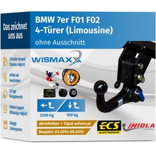 ANHÄNGERKUPPLUNG ve. abnehmbar passt für BMW 7er F01 F02 14-15 +13pol E-Satz ABE