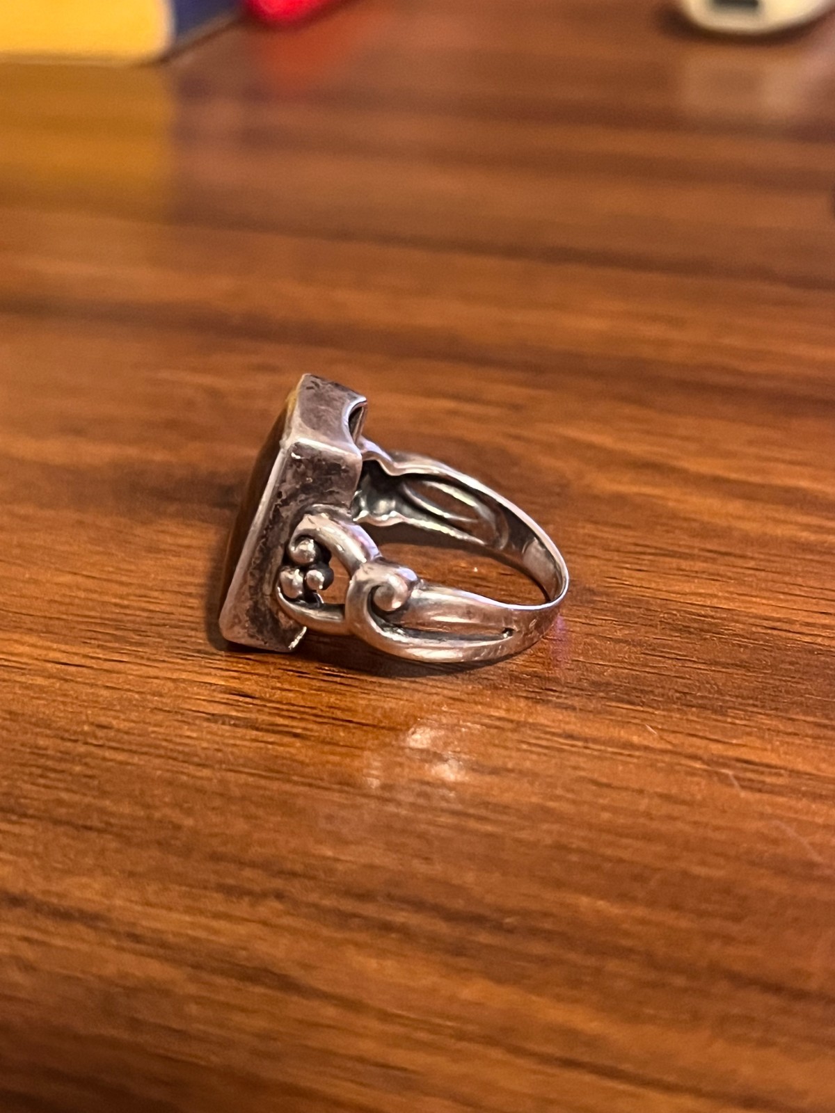 Sterling Silver Tiger’s Eye Rectangular Stone Rin… - image 3