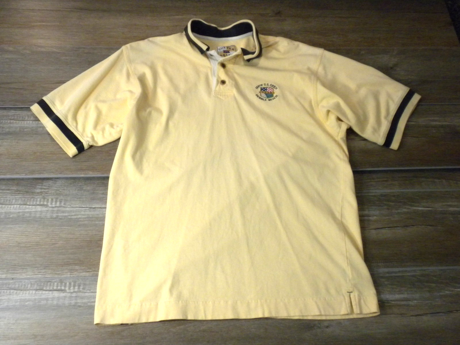 Vintage Cutter & Buck Polo Shirt L Yellow Pebble Beach Golf 100th U.S. Open Y2K