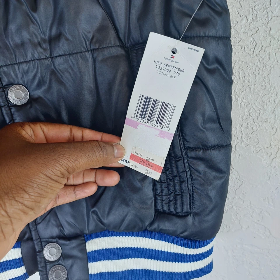 Chaleco acolchado Tommy Hilfiger para niños talla 5 azul tostado pana escudo logotipo preparación Foto 3 de 4