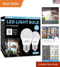 High CRI Water-Resistant LED Refrigerator Bulbs, Bright 450 Lumens, 2 Pack