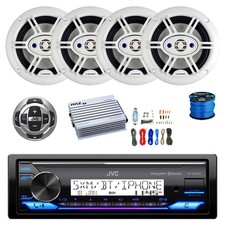 JVC Marine BT AM/FM Stereo Receiver, Remote, Amp w/Kit, 4x 6.5" Speakers w/Wire