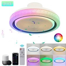 Crystal Ceiling Fans with Light RGB Dimmable Bluetooth Music Speaker Ceiling Kes