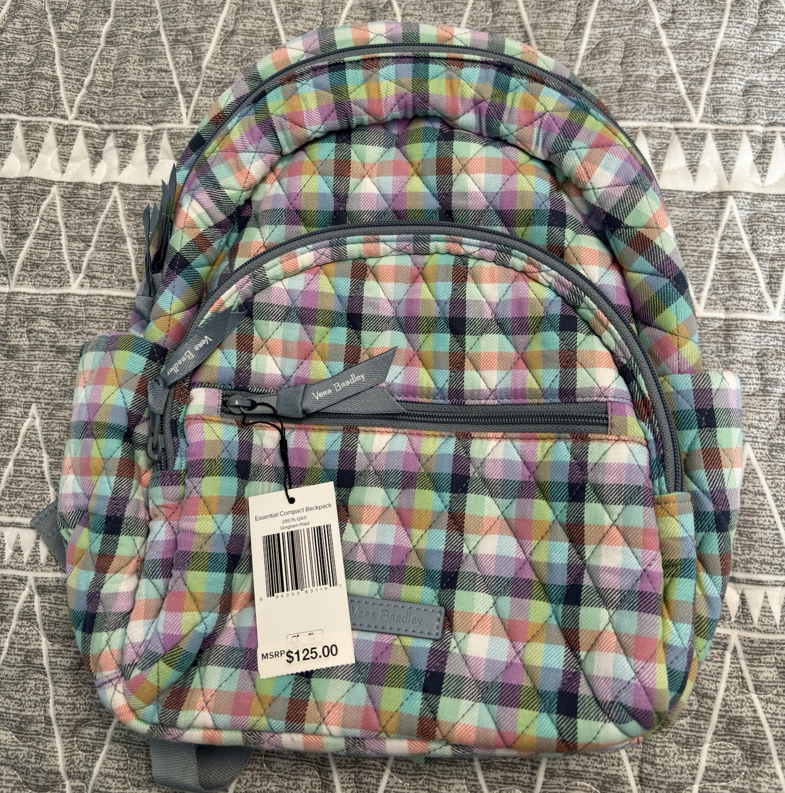 Vera Bradley NWT Essential Compact Backpack In Gingham Plaid