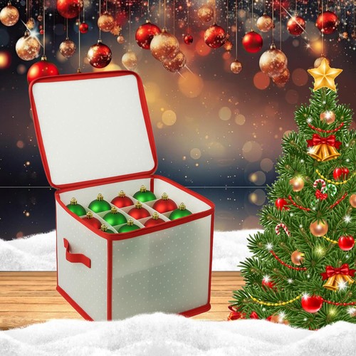 Clear Christmas Bauble Storage Box Balls Ornament Foldable Storage Organizer - Picture 7 of 7