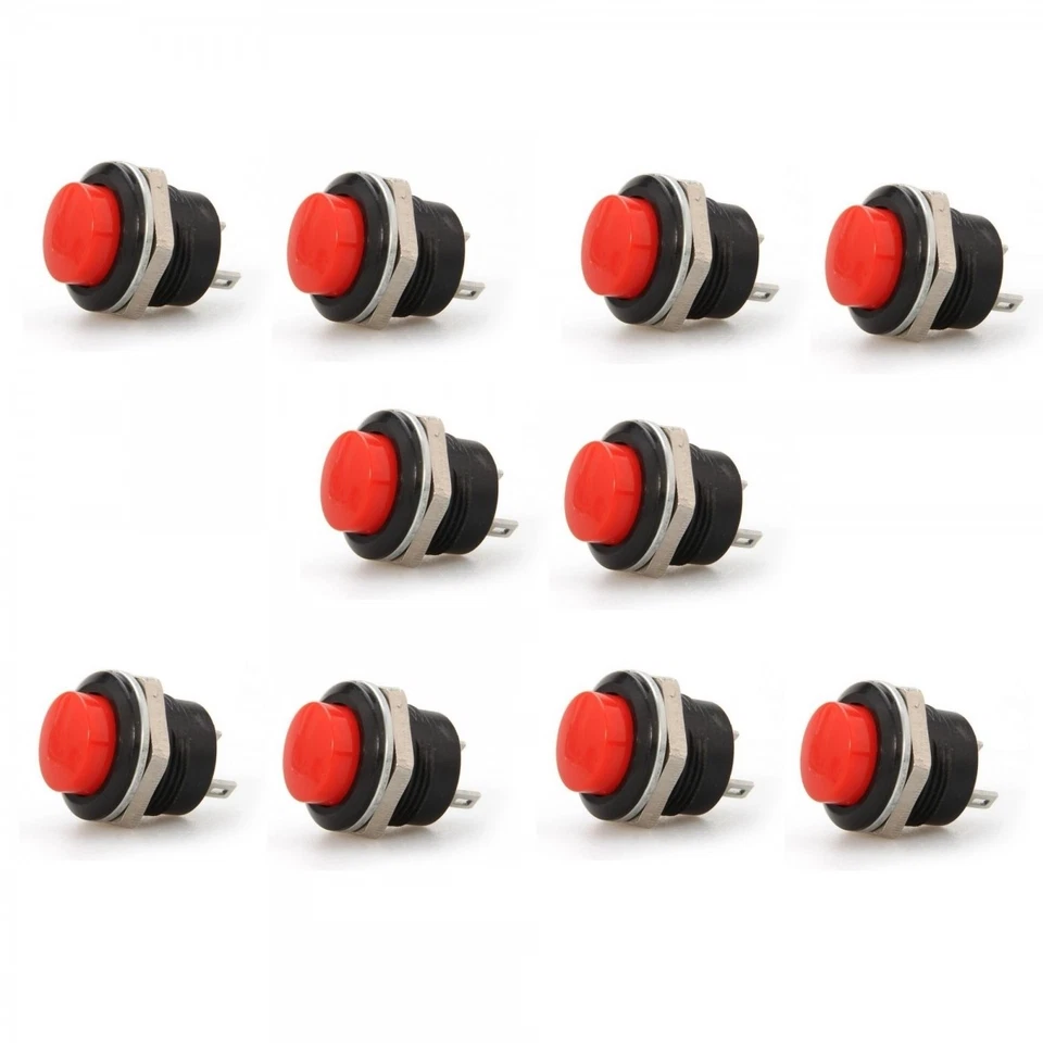 Interruptor de botón pulsador de bocina momentánea/reinicia roja circular 12VDC 5A para automóvil/barco 10x Foto 2 de 4