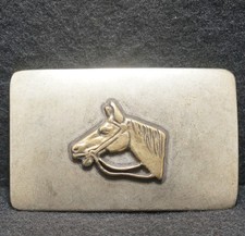 WI11144 FANTASTIC VINTAGE 1970s  HORSE HEAD  ANIMAL ARTWORK MENS BELT BUCKLE