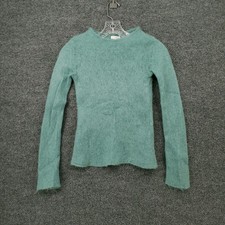 Vince Sweater Girls S Small Green Long Sleeve Cropped Mohair Pullover Knit