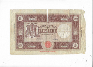 ITALY 1940'S BANK NOTE 1000 LIRE