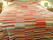 KING SIZE 100 Cotton QUILT PATCHWORK PIECED STRIPES REVERSIBLE 106"x101  VGC