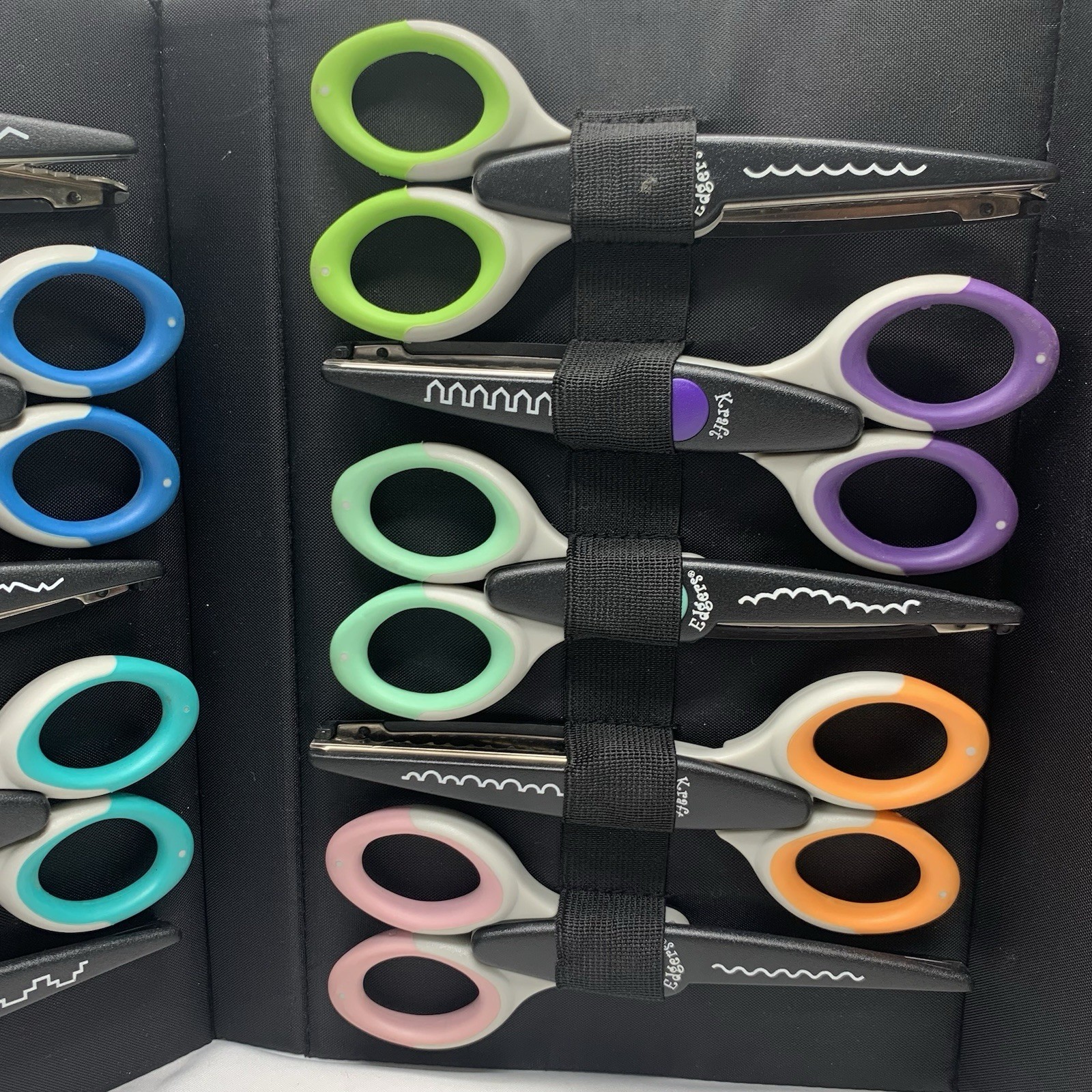 Kraft Edgers Craft Scissors Set of 20 Ultra Grip with Stand / Holder Paper Craft