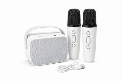Wireless Mini Karaoke Machine with 2 Microphones Bluetooth Speaker for Kid Adult