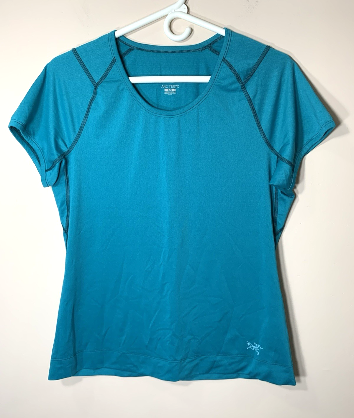 Arc'teryx Camicia Donna Grande Blu Teal Manica Corta Polimiscela Elasticizzata Atletica