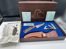 Schrade Knife Set Made In USA Ducks Unlimited 152UH 834UH Staglon Handles NOS