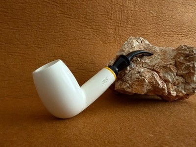 Meerschaum Pipe, Smoking Pipe Smooth Billard Shape with Fitted Case
