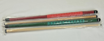 Joovon Pool Sticks Set of 2 Red and Green Sleeve 58  Superior Hard Solid Wood