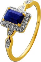 Saphir Ring Silber Vergoldet Nat. Saphir 0.8Ct Behandelt Nat Weisse Topase