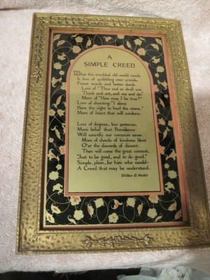 Vintage ''A Simple Creed'' Framed Poem by Wilbur D. Nesbit