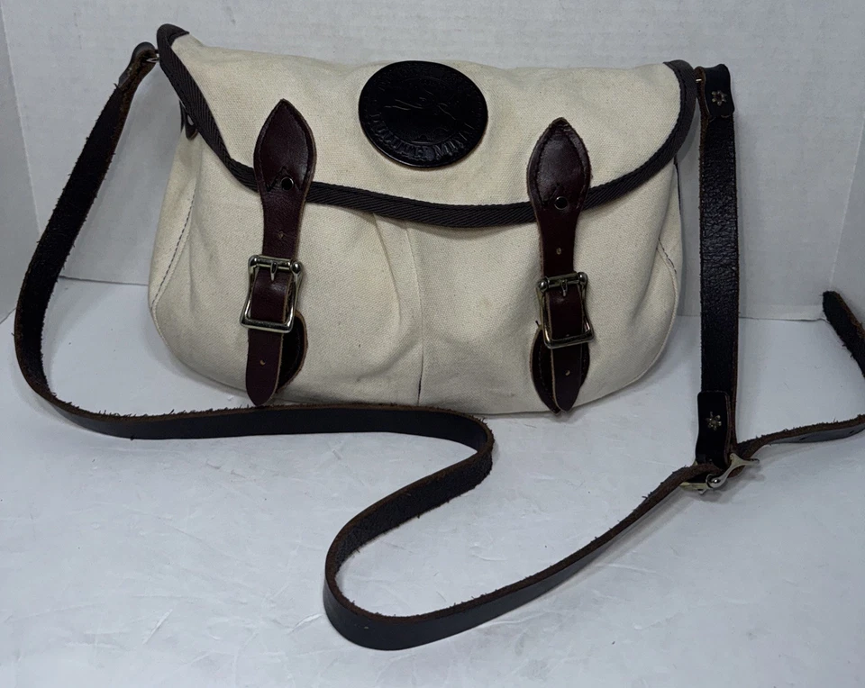 Duluth Pack Grande Doble Carcasa Bolso Cartera Cuero Lona Bandolera Blanco Foto 3 de 4