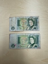 Bank of England £1 Pound Notes –Queen Elizabeth II –Vintage Withdrawn – Lot of 2