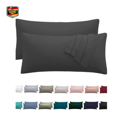 Kissenbezug 40x60 cm 2er Set Mikrofaser Anthrazit Rei&szlig;