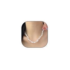 Minimalist Baroque Pearl Choker Necklace for Women Irregular White Pearl Beaded