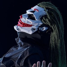 Cyberpunk Joker Mask with Clown Braids Halloween Cosplay Party Toy Gift  FST SP