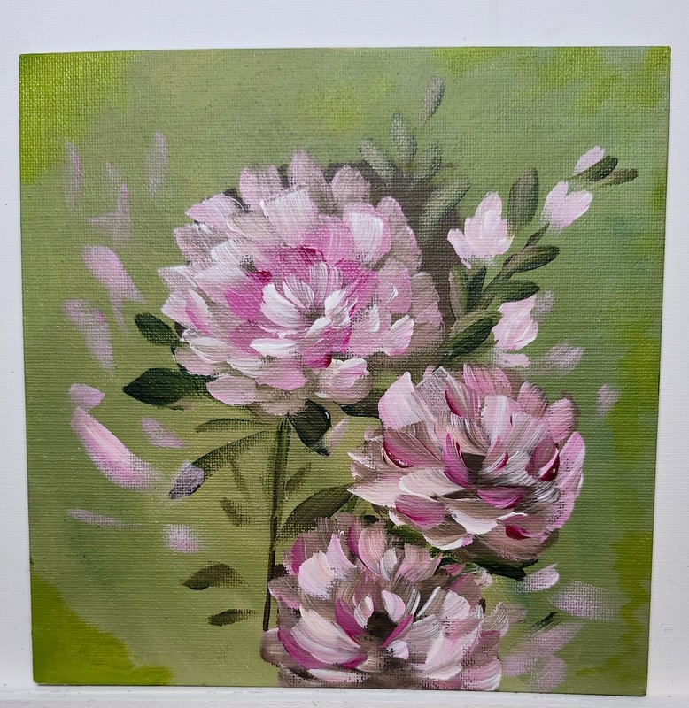 Salt & Light Original Painting “Peony Dreams” by Maryan 8inx8in OOAK