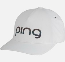 NEW Adult Ping Flex Fit Delta Golf Hat Cap White Lightweight Comfort Strap Back