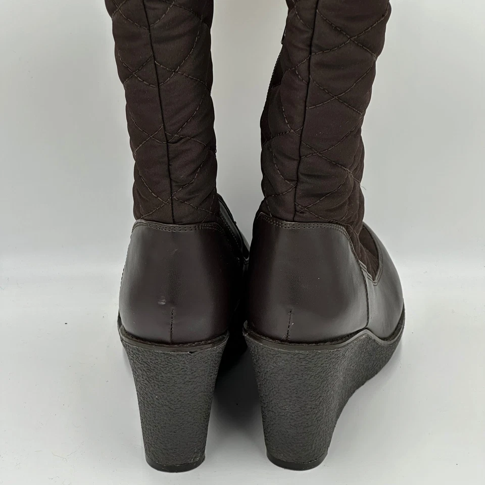 Botas altas Guess marrón acolchado tejido cuña hasta la rodilla para mujer talla 8 M Wgquillan Foto 4 de 4
