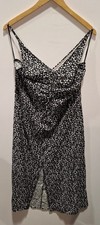 GAP Women's Black/White Size XL Floral Slitted Sleeveless Sundress