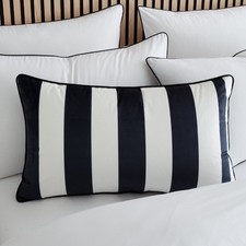 Style Sisters Monochrome Cushion Velvet Black & White Striped 40cm x 70cm