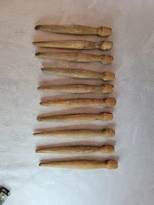10 Antique Military Wood Tent Stakes - Vintage Field Gear - Wooden Camping Gear