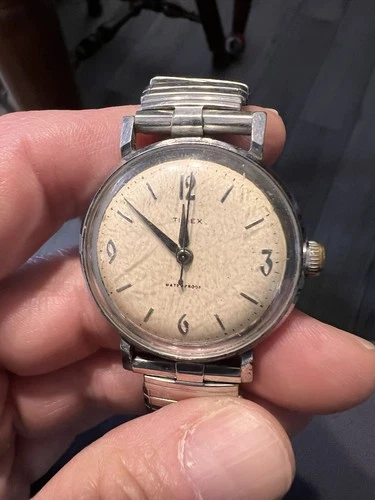 Original 1960s Timex Marlin. Manual Wind Watch With Silver Dial. Art Deco