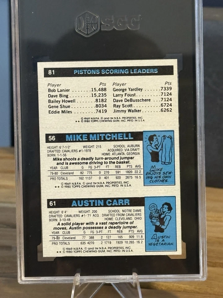 1980-81 Topps Austin Carr, Mike Mitchell, Terry Tyler #81-56-61 (RC) SGC 8 - Image 4 of 4