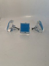 Vintage Aqua Lucite Square Cabinet Knobs Set Of 3 Used Vintage Aqua Lucite Square Cabinet Knobs Set Of 3 Used