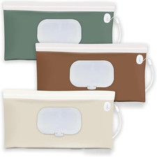3Pcs Travel Wipes Case Refillable Wet Wipe Bag Travel Wipes Dispenser Wipe Pouch