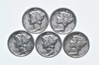 High Grade Lot 1937 1936 1935 1938 1939 Mercury Dime Collection *631