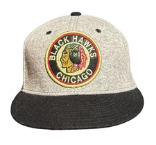 Chicago Blackhawks CCM Fitmax70 Hat Cap L/XL Gray Black Wool Blend Patch NHL