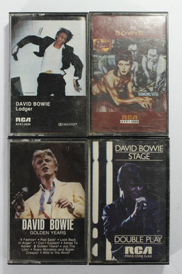 (4) David Bowie Casstte Tape Lot Stage Lodger Diamond Dogs Golden Years
