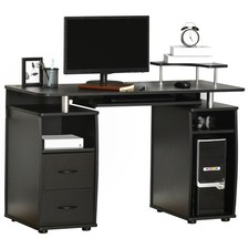 HOMCOM Computer Office Desk Table Workstation w/  Keyboard Tray, Drawer, Black